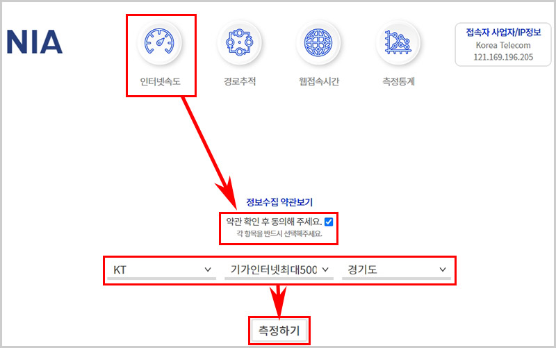 니아 인터넷 속도 측정