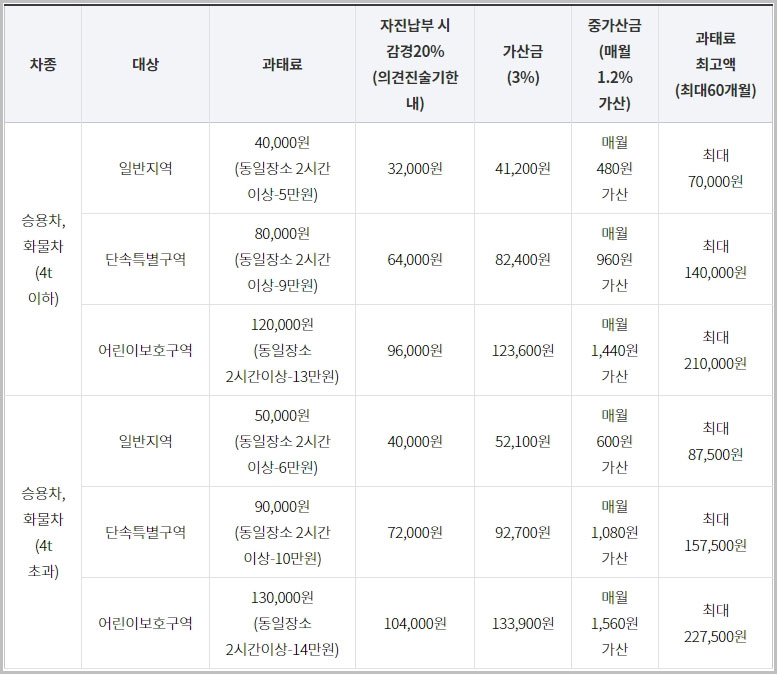 주정차 위반 과태료